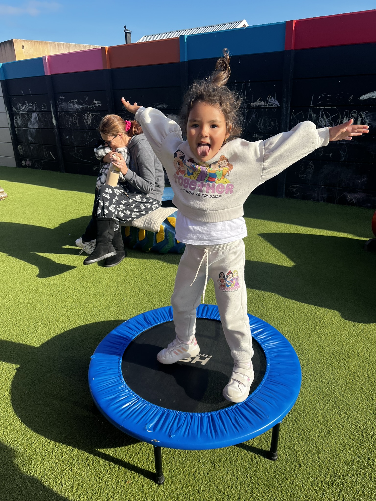 Outdoor trampoline play at Ashron